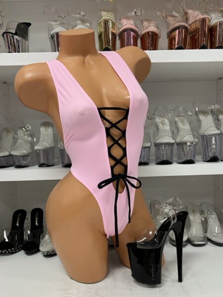 Baby Pink and Black Kate Bodysuit