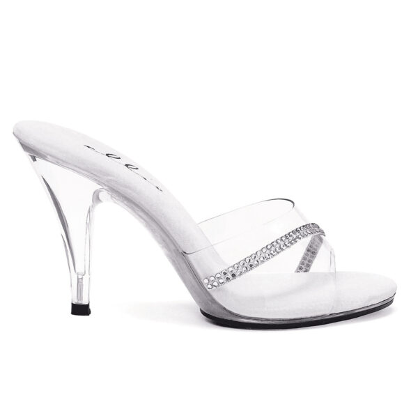 4 Heel Clear Mule W/Rhinestones.