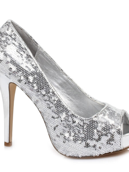 4 HEEL OPEN TOE Sequined Pumps