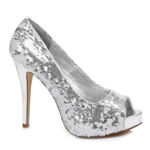 4 HEEL OPEN TOE Sequined Pumps