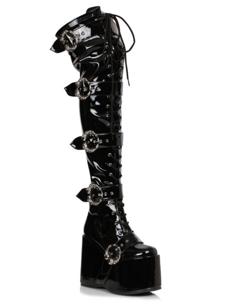 5 Chunky Platform Thigh High Stretch Boot w/Buckles