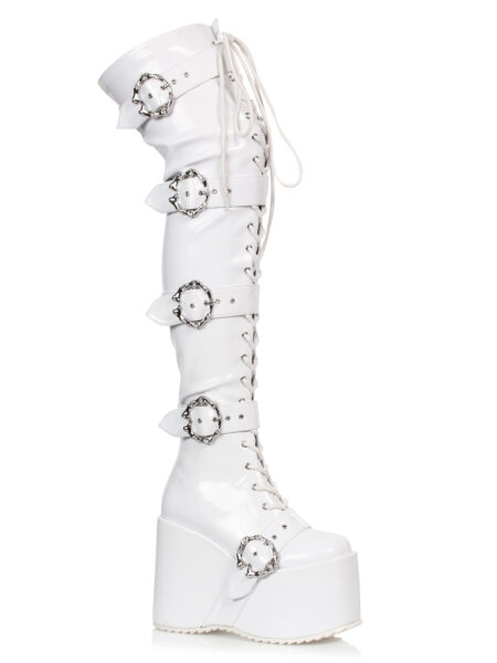 5 Chunky Platform Thigh High Stretch Boot w/Buckles