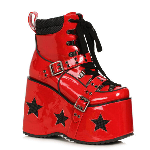 5Heel Platform Bootie with Star & Buckle Decor
