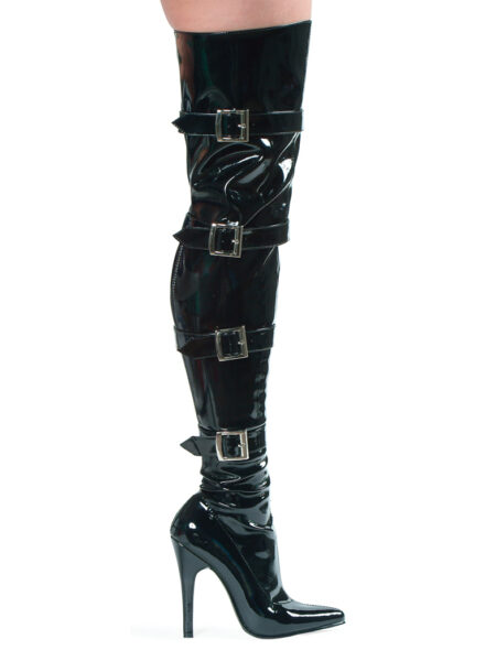 5 Heel Stretch Thigh Boot W/Buckles & Innerzipper.