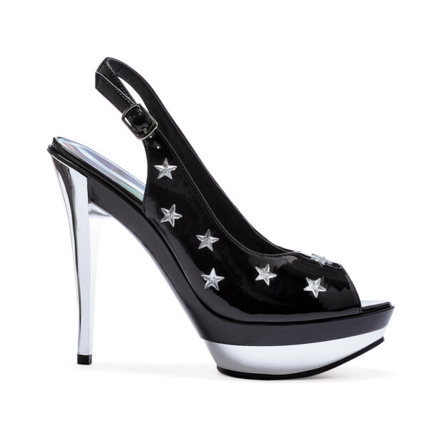 5 Peep Toe Sling Back with star accents & Chrome Heel