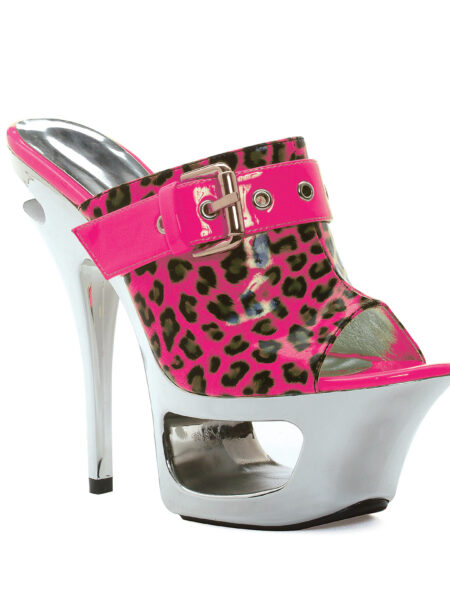 6 cut out platform neon mule with side buckle décor