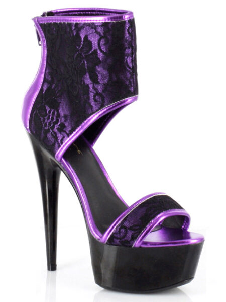 6 Pointed Heel Platform Sandal w/ 2 Layer Lace Upper