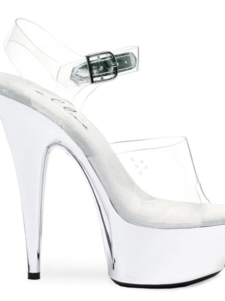 6 Peeptoe Chrome Stiletto Sandal.