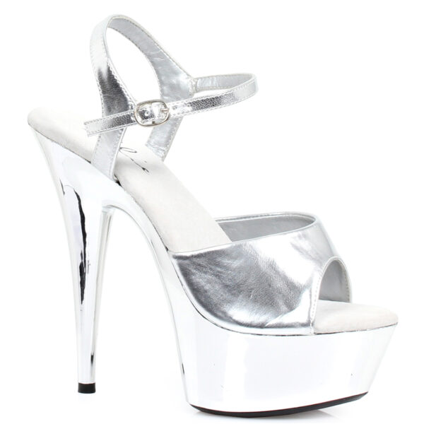 6 Peeptoe Chrome Stiletto Sandal.