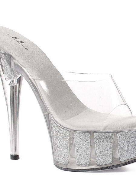 6 Pointed Stiletto Mule W/Glitter In Platform.