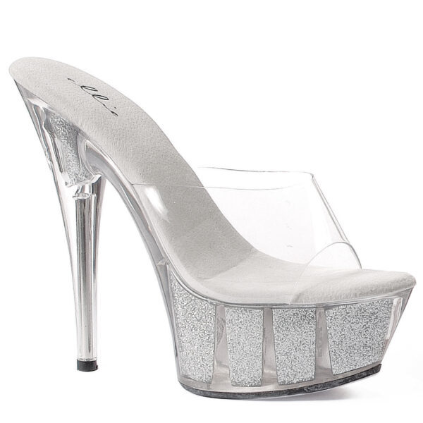 6 Pointed Stiletto Mule W/Glitter In Platform.
