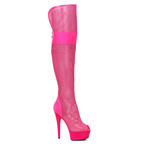 6 Peep Toe Thigh High Mesh  Boot