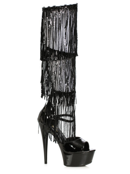 6 Stiletto Sandal with Knee High Metallic Fringe