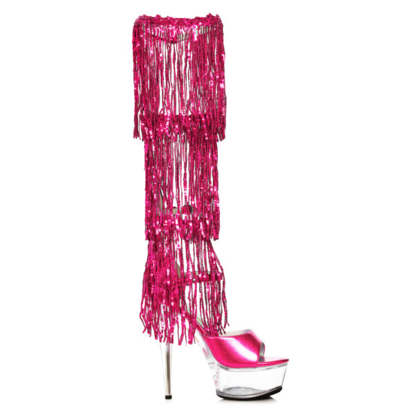 6 Stiletto Sandal with Knee High Metallic Fringe