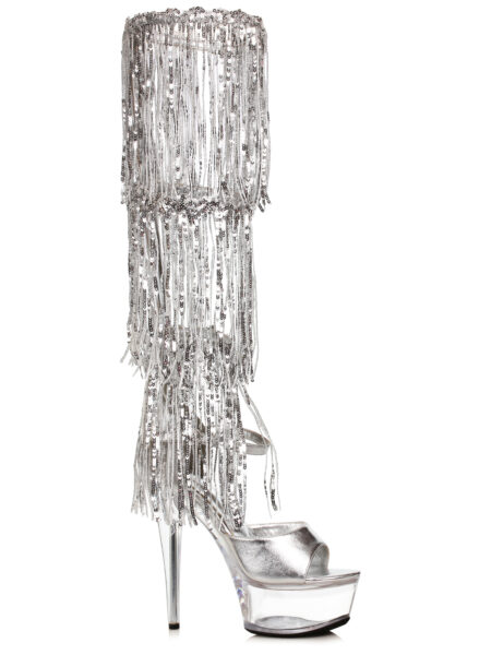 6 Stiletto Sandal with Knee High Metallic Fringe