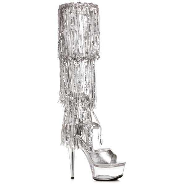 6 Stiletto Sandal with Knee High Metallic Fringe