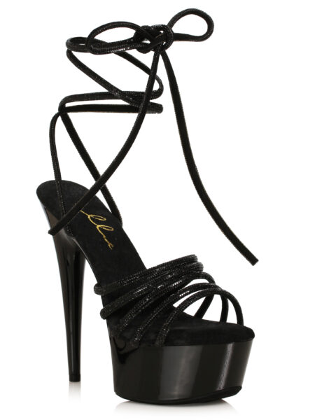 6 Heel Platform Sandal With Rhinestone Wrap Up