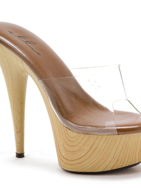 6 Pointed Stiletto Mule W/Wood Bottom.