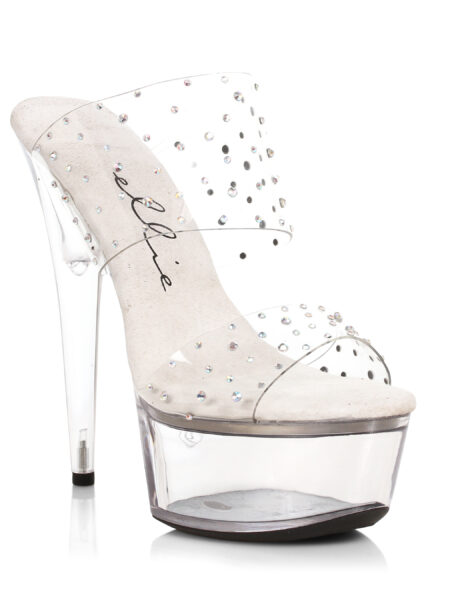 6 Heel Clear Sandal With Rhinestone Upper