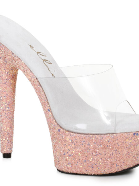 6 Pointed Stiletto Mule Sandal With Glitter Platform