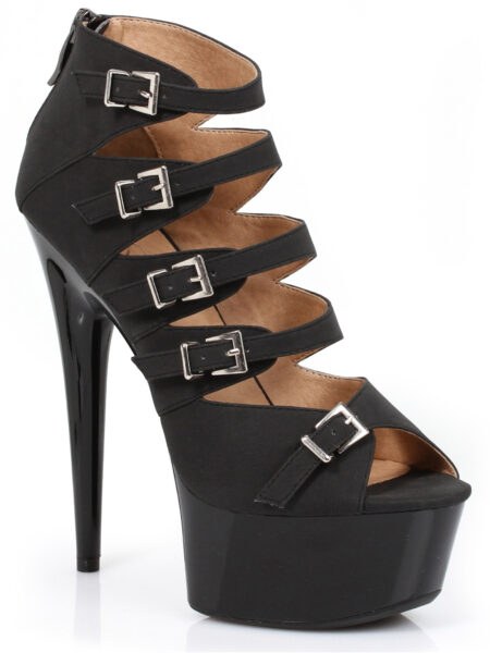 6 Stiletto In Pu W/ Multi Buckle Accents