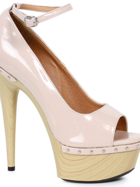 6 Pointed Heel  Wood Platform Sandal