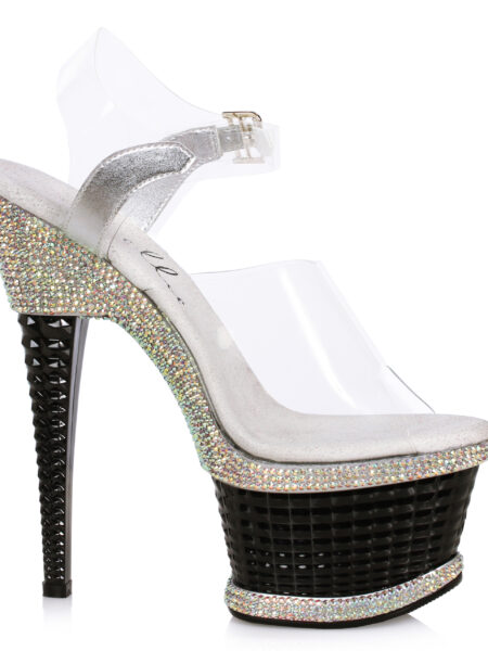 6 Heel W/Textured  Platform & Rhinestone Accents