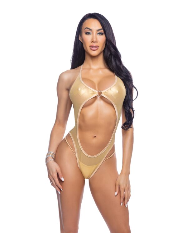 Holographic Fishnet Cutout Romper - Image 7