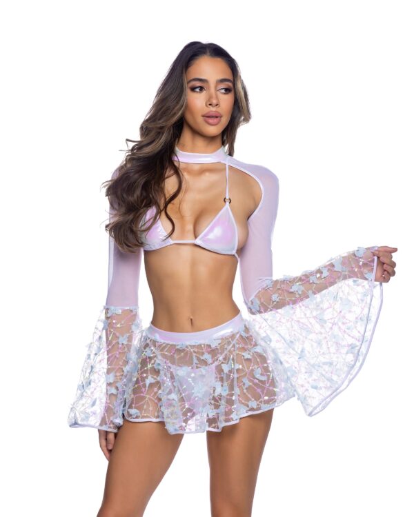 Butterfly & Sequin Mini Skirt White - Image 4