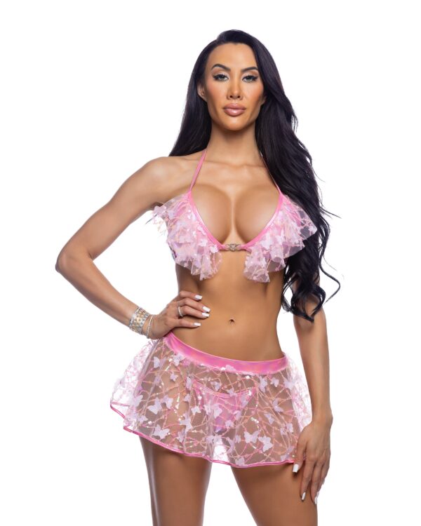 Butterfly & Sequin Mini Skirt Pink