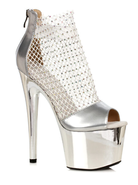 7 Fishnet Rhinestone Ankle Bootie