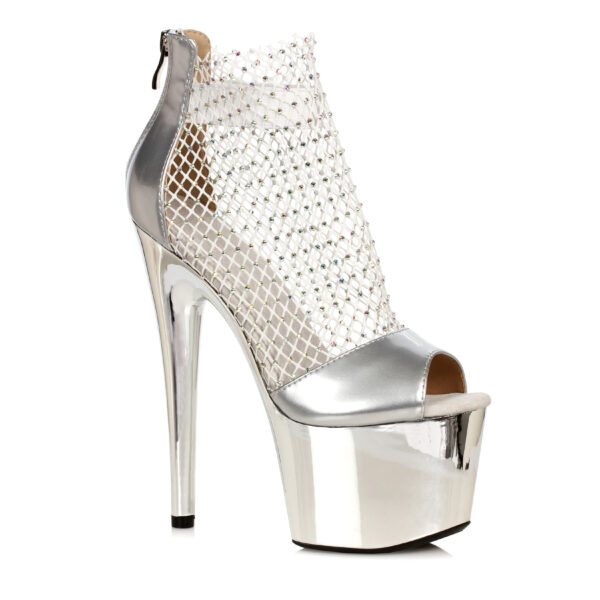 7 Fishnet Rhinestone Ankle Bootie