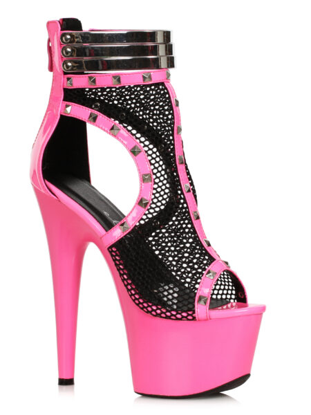 7 Stiletto Boot with Fishnet and Stud Embellishments