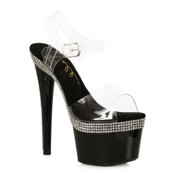 7 Pointed Stiletto Sandal W/Rhinestones On Platform.