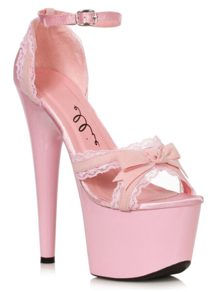 7 Heel Platform With Velvet Lace And Bow