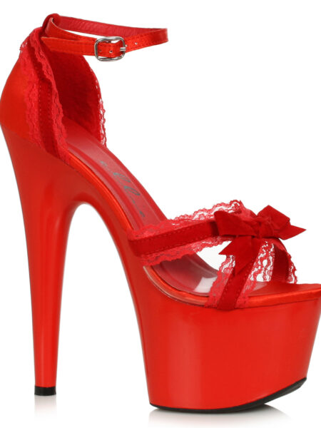7 Heel Platform With Velvet Lace And Bow
