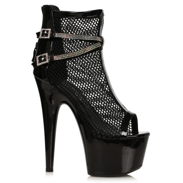 7 Fishnet Bootie with Rhinestone Straps