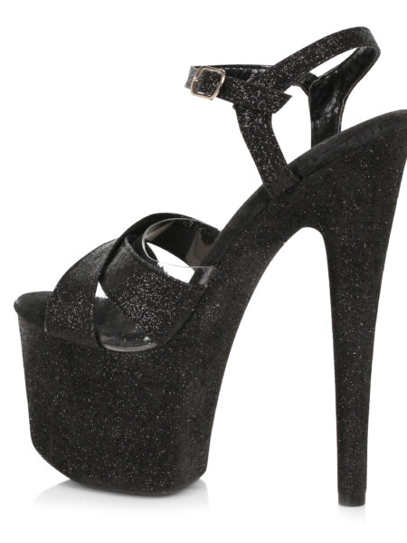 7 Heel Pointed Stiletto Glitter Platform and Upper Sandal