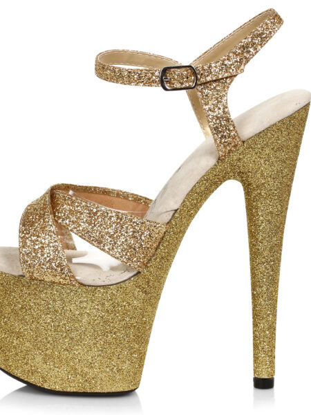 7 Heel Pointed Stiletto Glitter Platform and Upper Sandal
