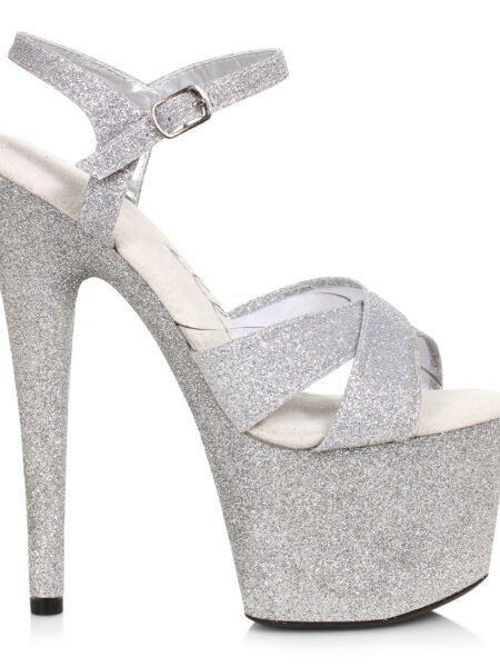 7 Heel Pointed Stiletto Glitter Platform and Upper Sandal