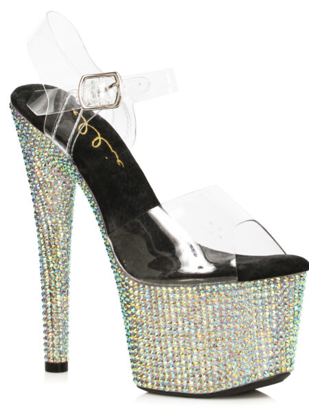 7 Stiletto With Multi-color Rhinestone Platform