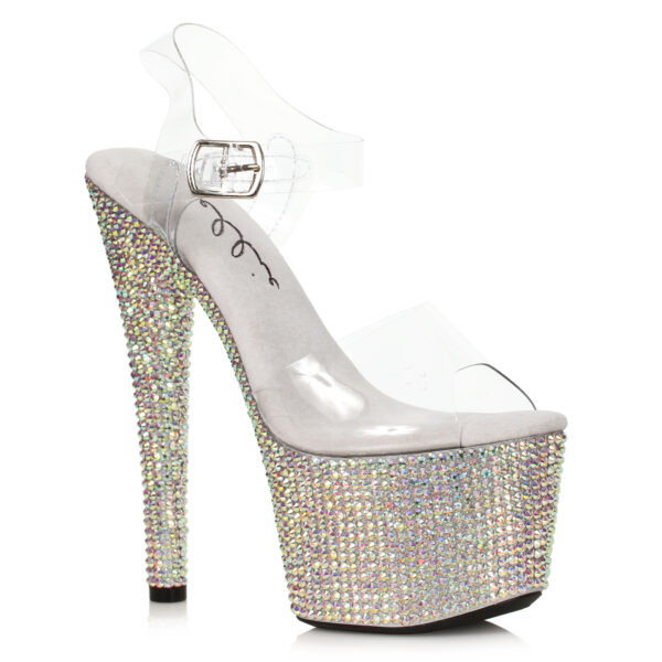 7 Stiletto With Multi-color Rhinestone Platform