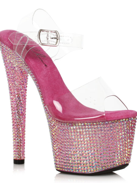 7 Stiletto With Multi-color Rhinestone Platform