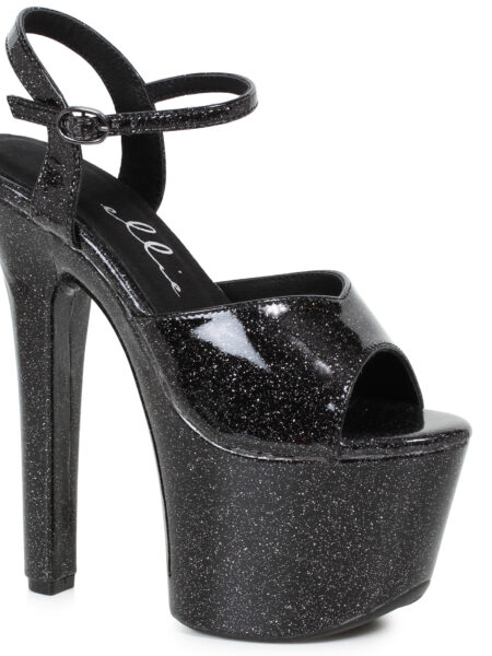 7 HEEL POINTED STILETTO SANDAL W/ METALLIC PLATFORM & UPPER