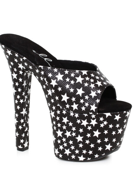 7 Heel Mule Sandal With Star Print