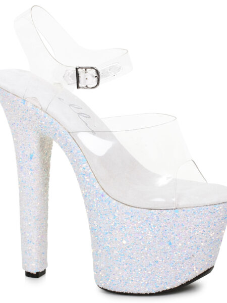 7 Pointed Stiletto Mule Sandal With Glitter Platform