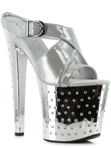 8 Metallic Sandal With Rhinestone Platform