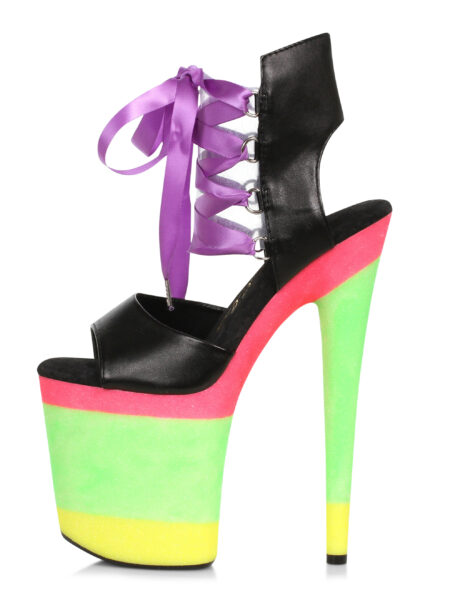 8 Stiletto With Stripe Glitter Platform