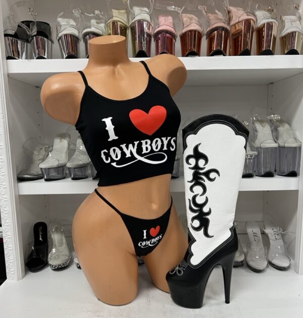 Black I love Cowboys Panty - Crop Top Sold Separately