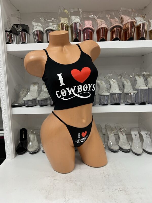 Black I love Cowboys Panty - Crop Top Sold Separately - Image 3